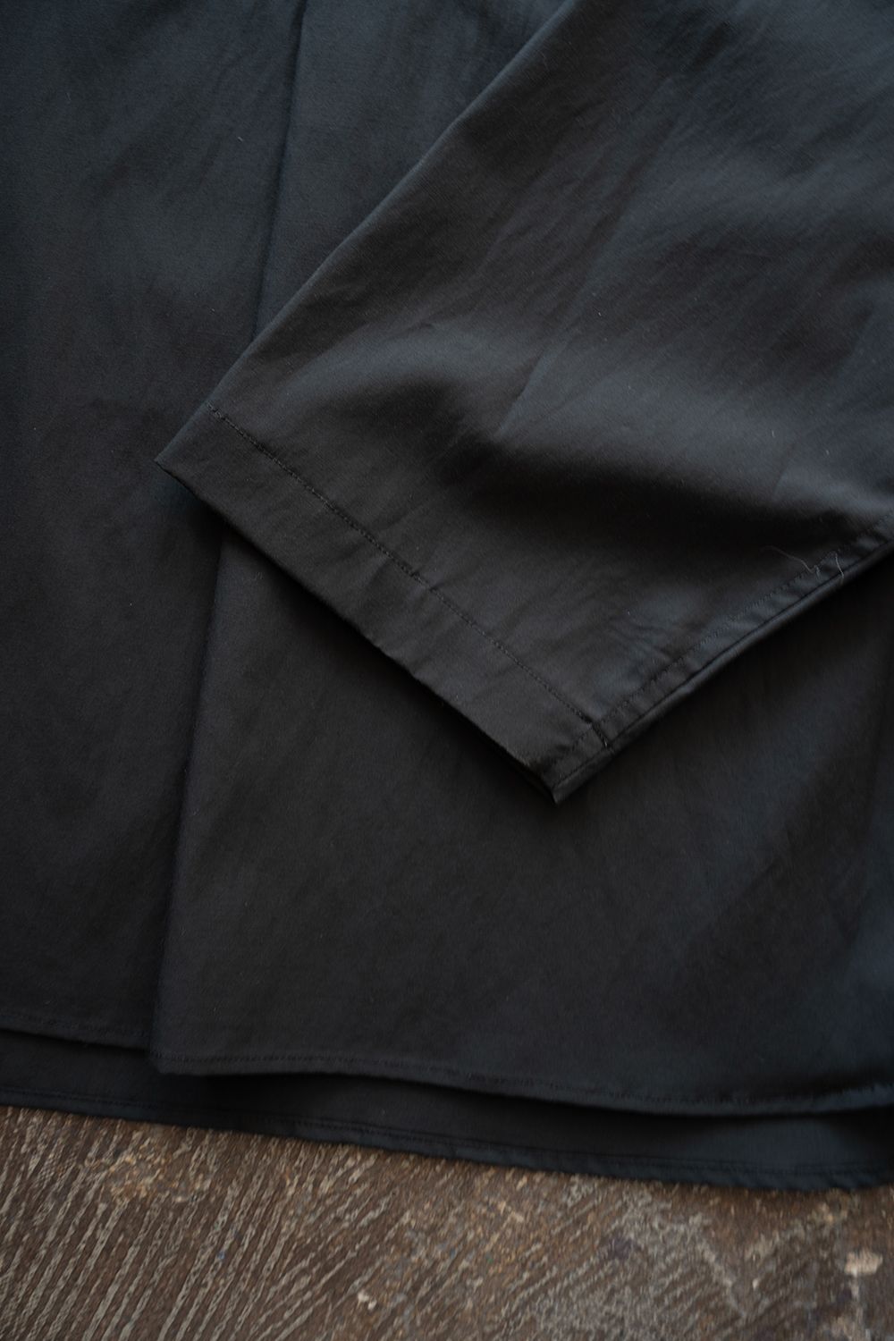 【26SS】キュプラ×コットンプルオーバーシャツ(INK BLACK)