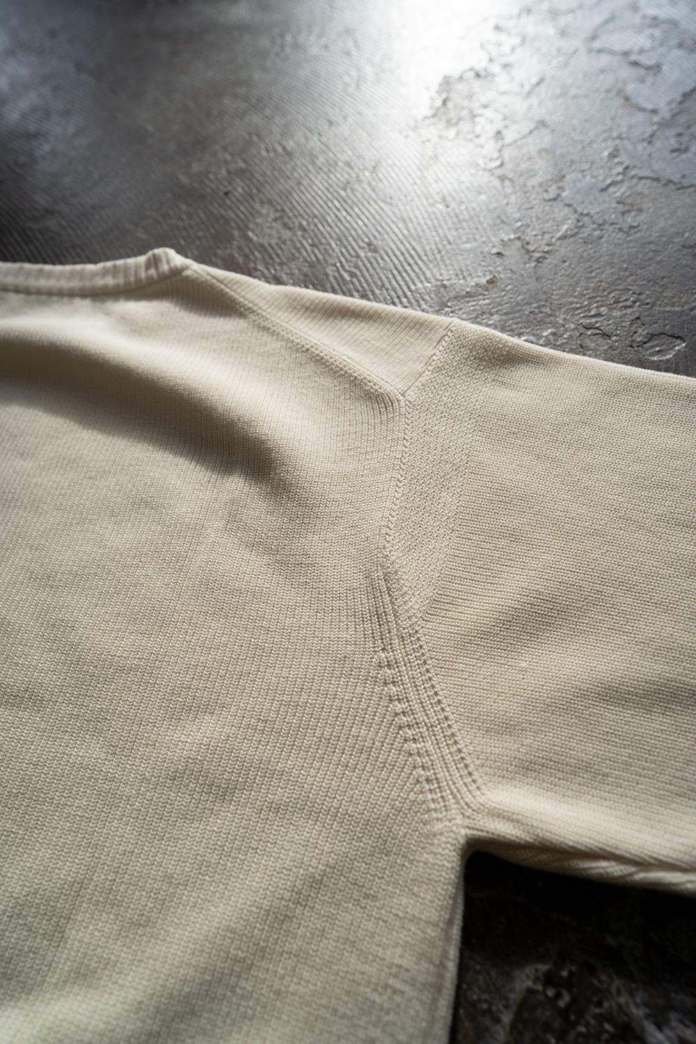 【ラスト1点】コットン×ウール畔編みニット(CREAM)