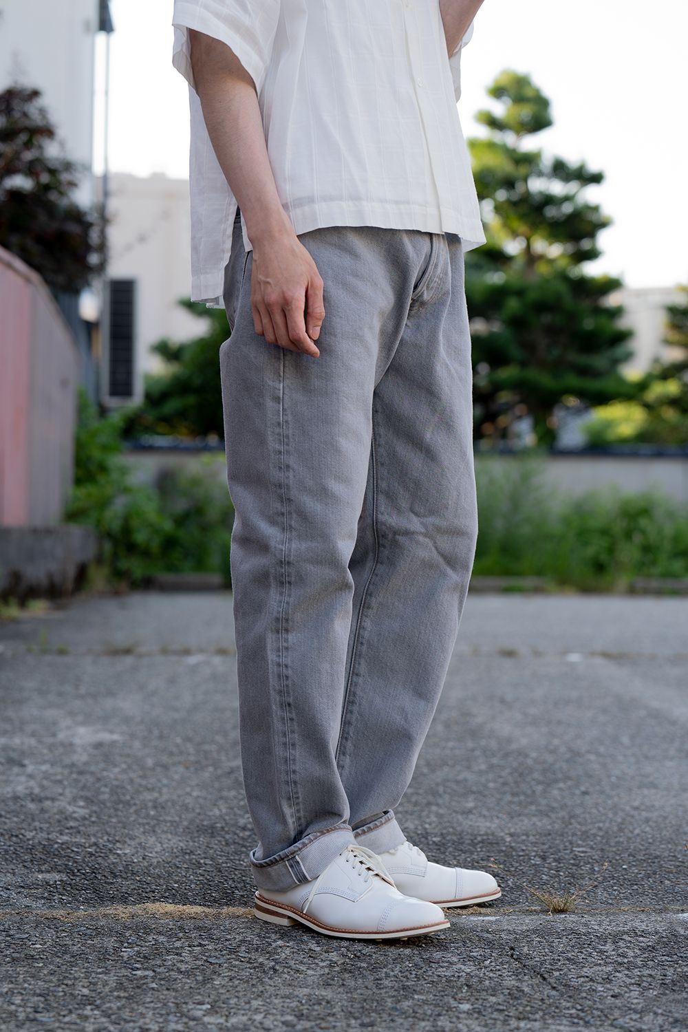 【ラスト1点】グレースビンコットン13.5ozストレートデニム(LIGHT GRAY) - 29