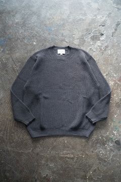 【ラスト1点】【23SS】擬麻コットンクルーネックニット(CHARCOAL)