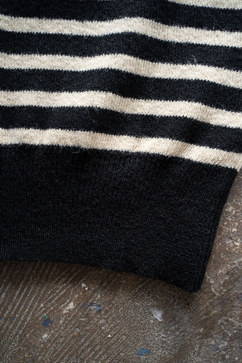 【ラスト1点】Hard twisted Shetlandwool GOB sweater(BLACK×WHITE)