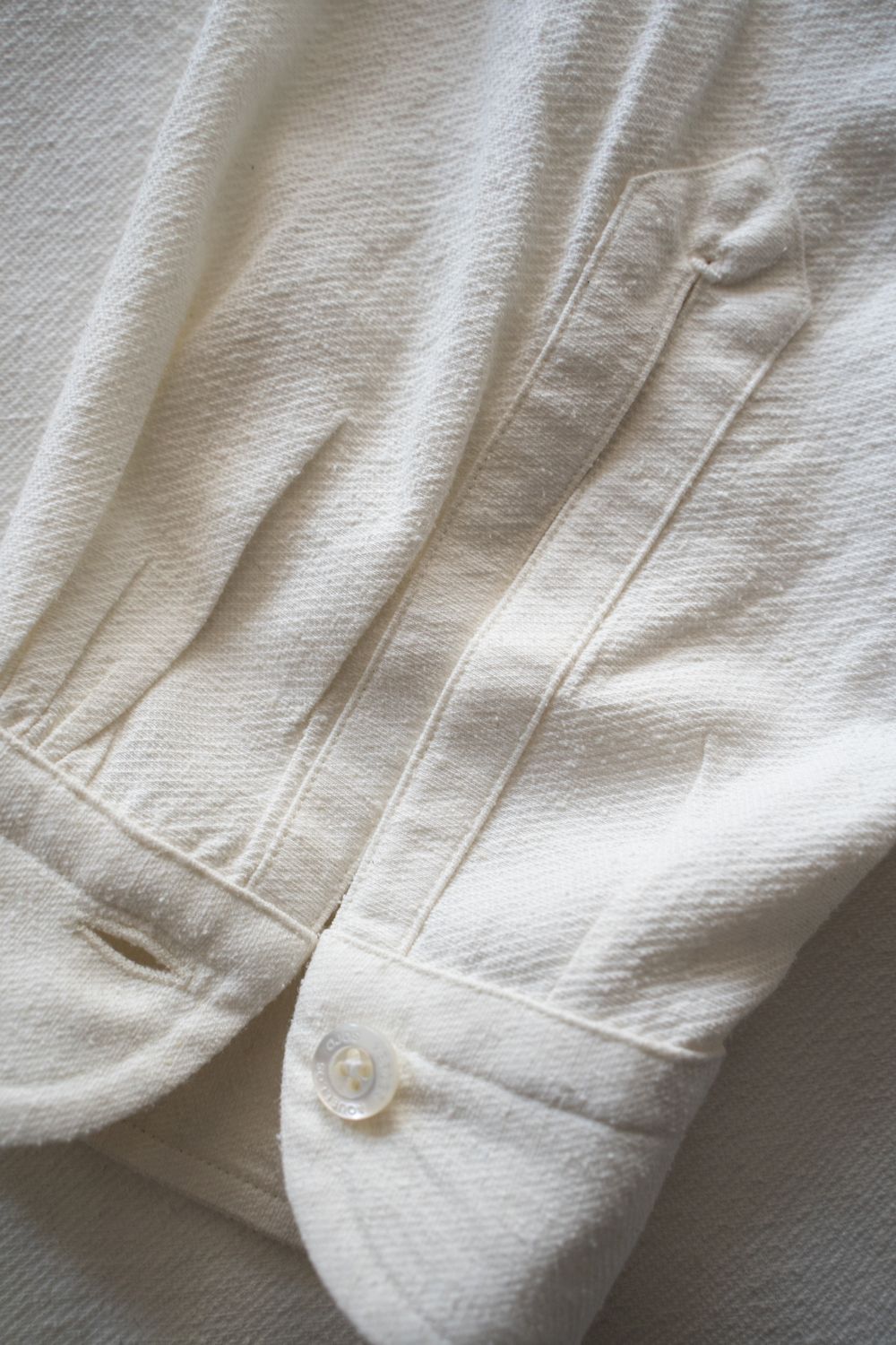 【25AW】Silk Nep Kersey Band Collar Bosom Shirt(PEARL WHITE)