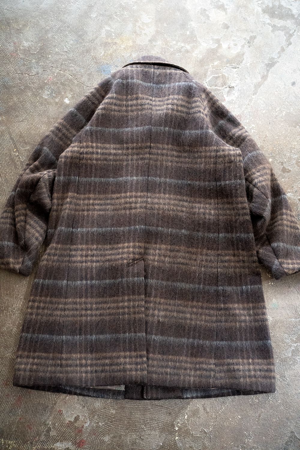 【ラスト1点】Plaid Wool Melton Bal Collar Coat(BROWN)【ユニセックス】