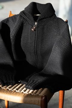 【ラスト1点】yak/lambs multi ply HAND KNITTING cowichan sweater(DARK NAVY)