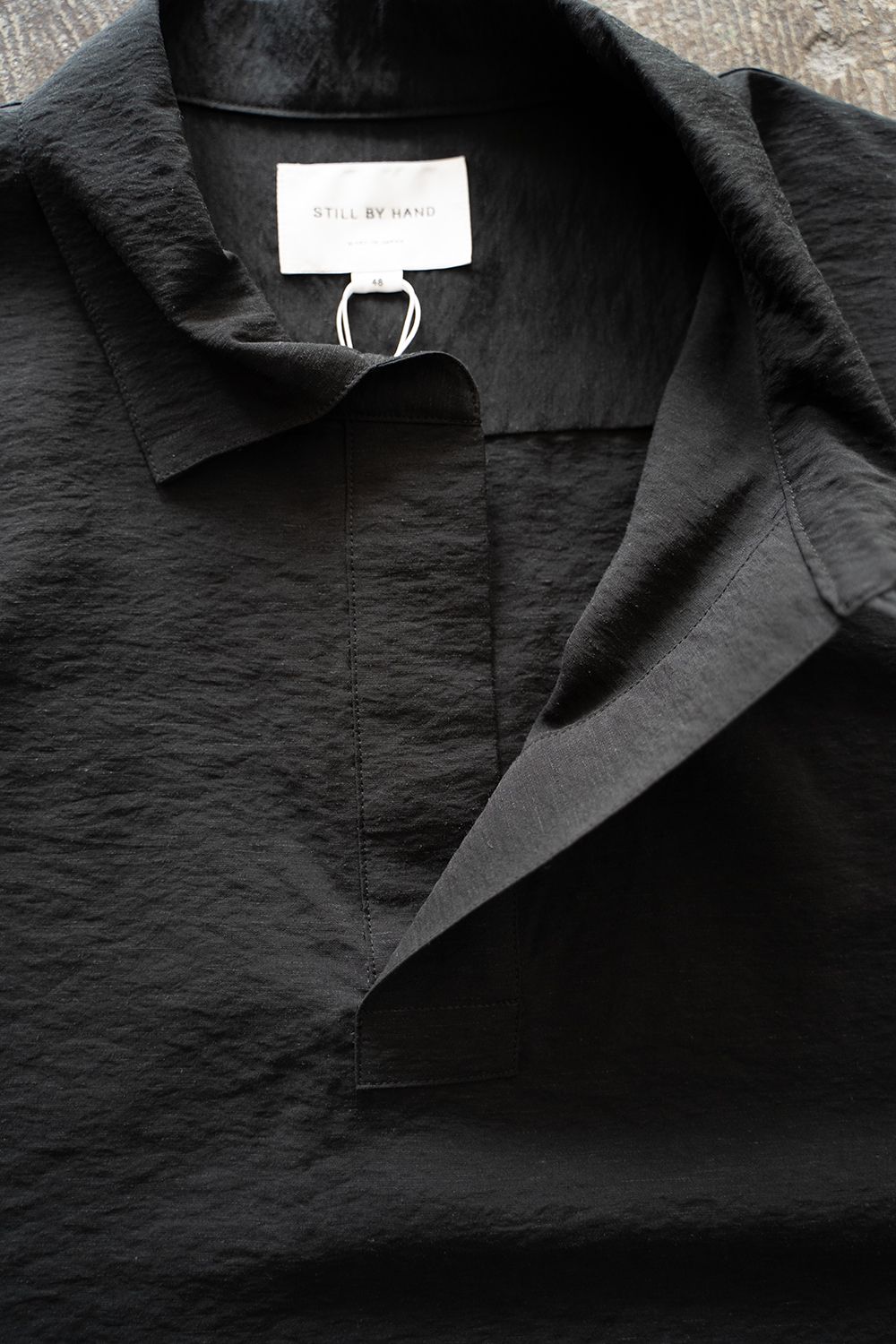 【ラスト1点】【25SS】レーヨン×リネン半袖スキッパーシャツ(INK BLACK)