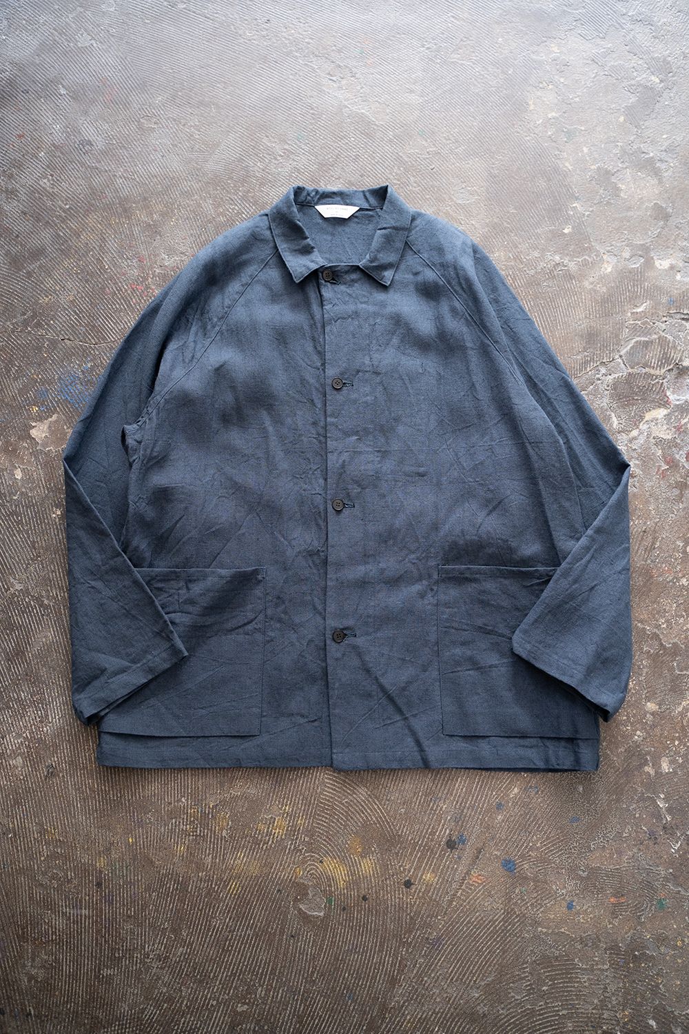 【ラスト1点】【24SS】リネン×ラミーミニマルブルゾン(INDIGO BLUE)