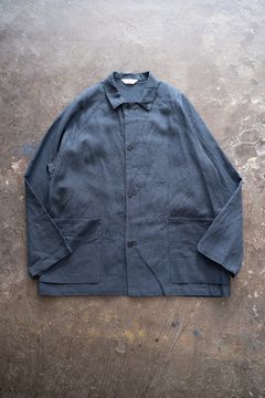 【ラスト1点】【24SS】リネン×ラミーミニマルブルゾン(INDIGO BLUE)