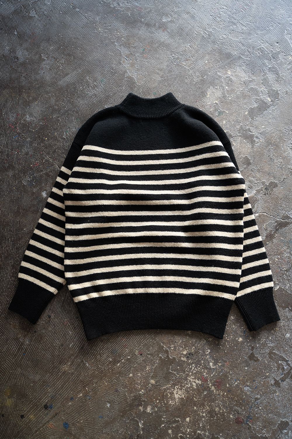 【ラスト1点】Hard twisted Shetlandwool GOB sweater(BLACK×WHITE)