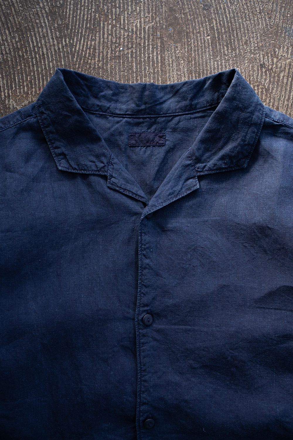 【ラスト1点】大麻開襟シャツ 高密度(藍(濃))