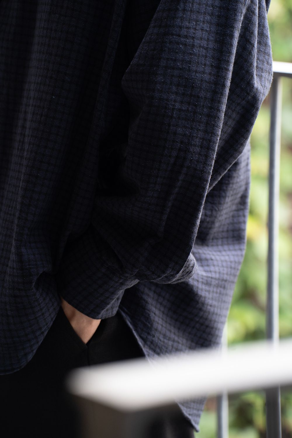 【ラスト1点】【25AW】Cotton Wool Silk Flannel Check Shirts(PURPLE×BLACK)