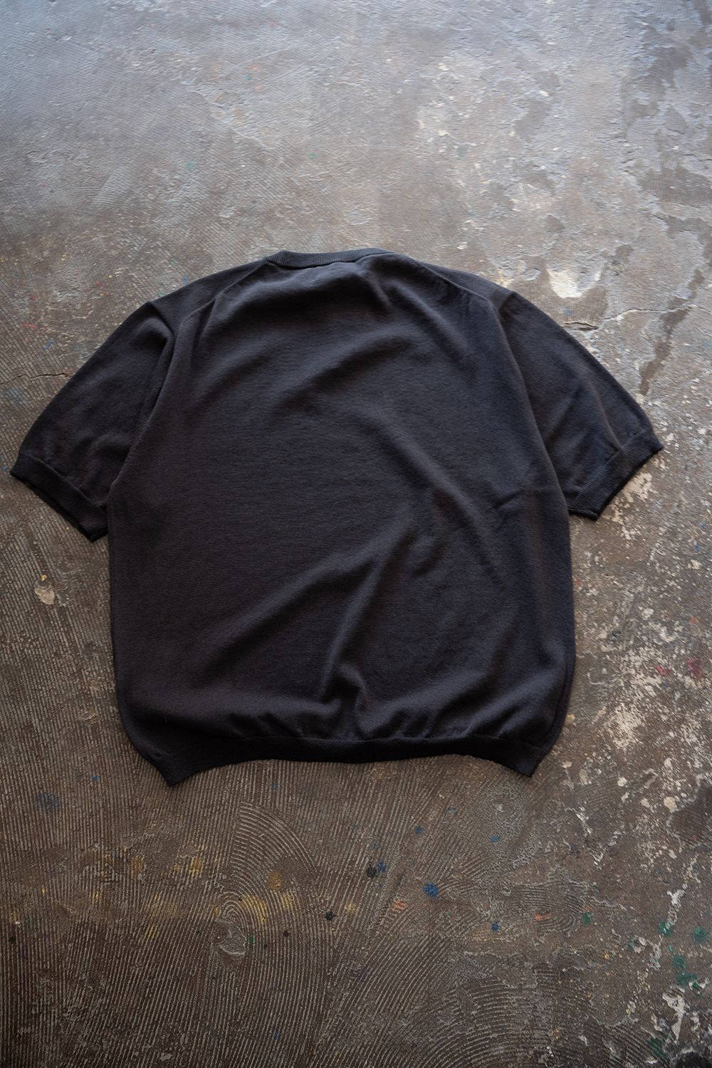 【26SS】綿×ポリエステル×リネン12GニットTee(INK BLACK)
