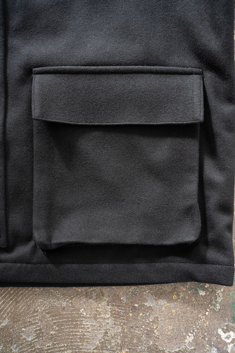 【ラスト1点】【22AW】コーデュロイ切り替えSuper100'sウールメルトンブルゾン(BLACK)