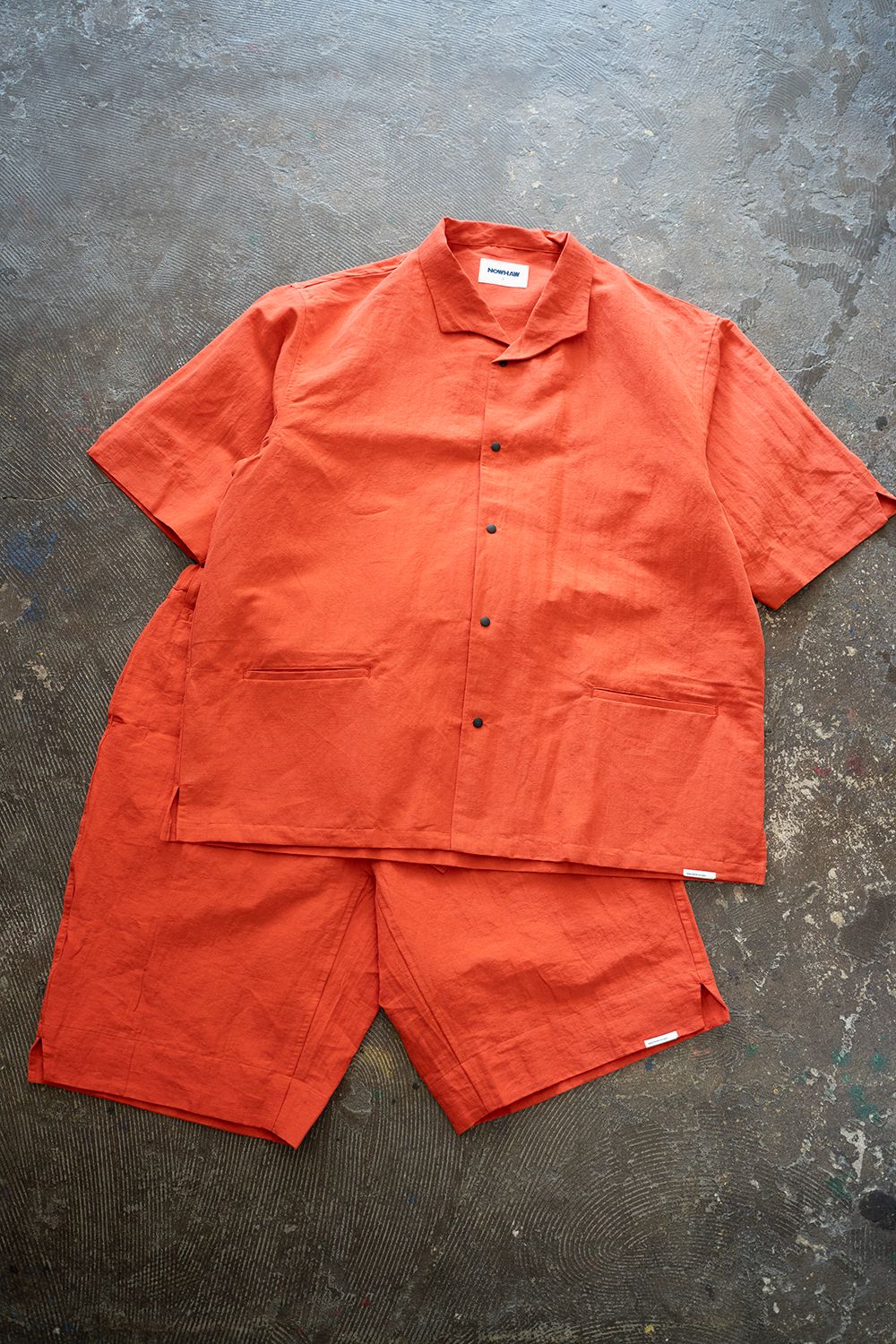 【25SS】"week s/s"pajama【セットアップ】(washed cotton linen ORANGE RED)
