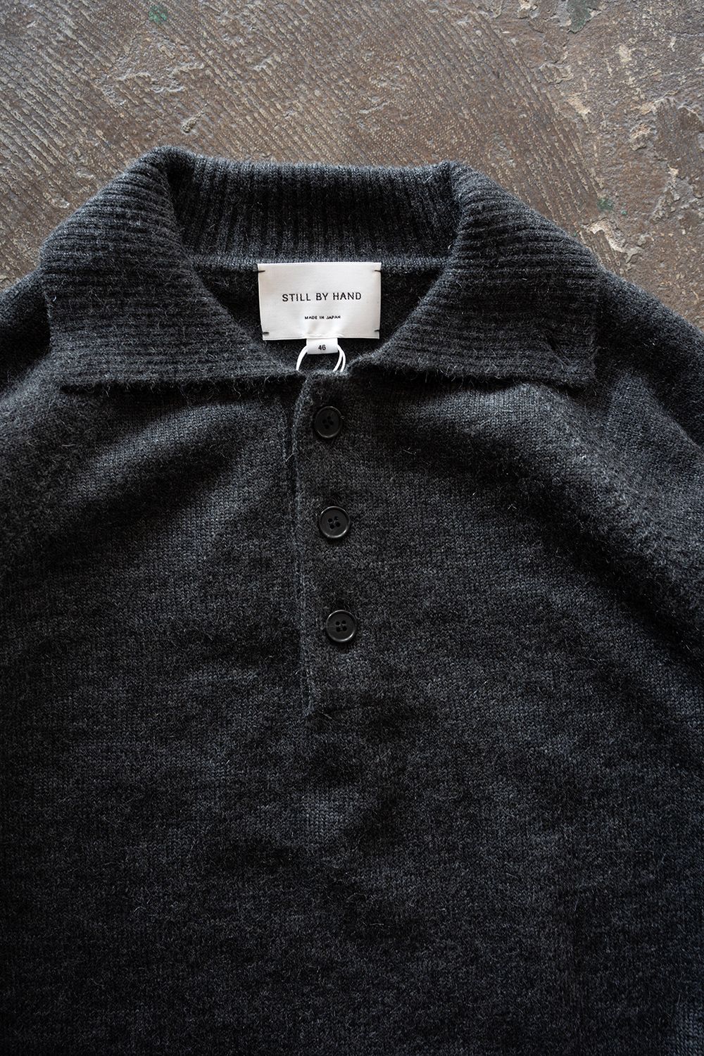 【26AW】モヘア混10Gニットポロ(CHARCOAL)