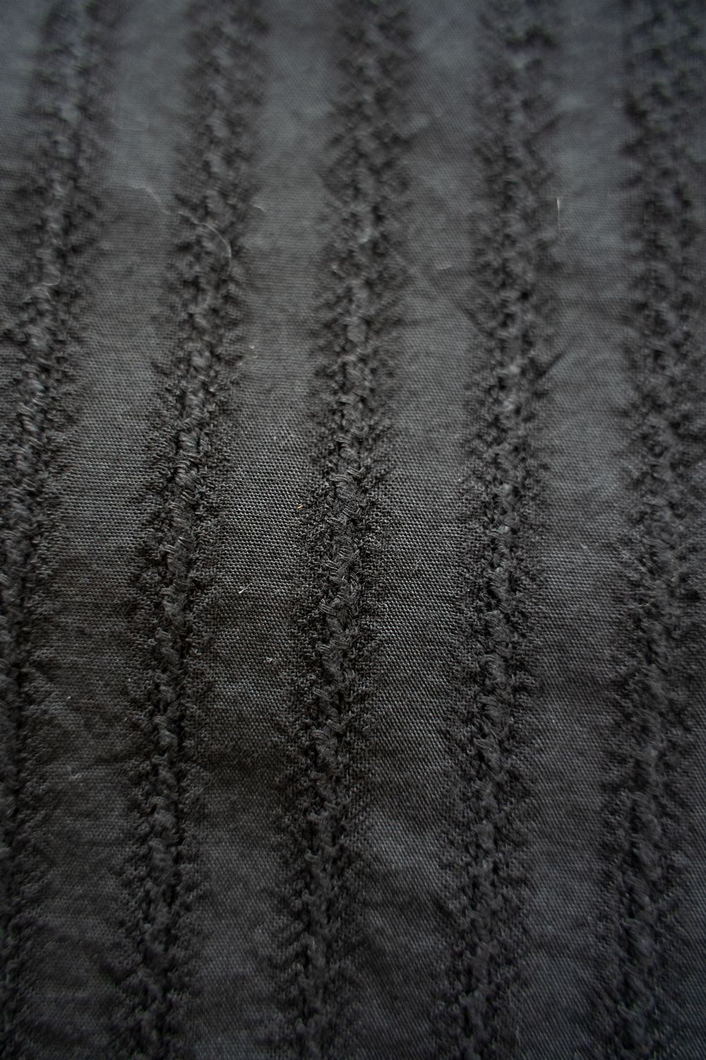 【ラスト1点】【21SS】Leno Cloth Stripe Over Shirt/レノクロスストライプオーバーサイズシャツ(BLACK)