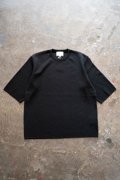 【ラスト1点】【22SS】コットンリネンシルク半袖ニットTee(BLACK)