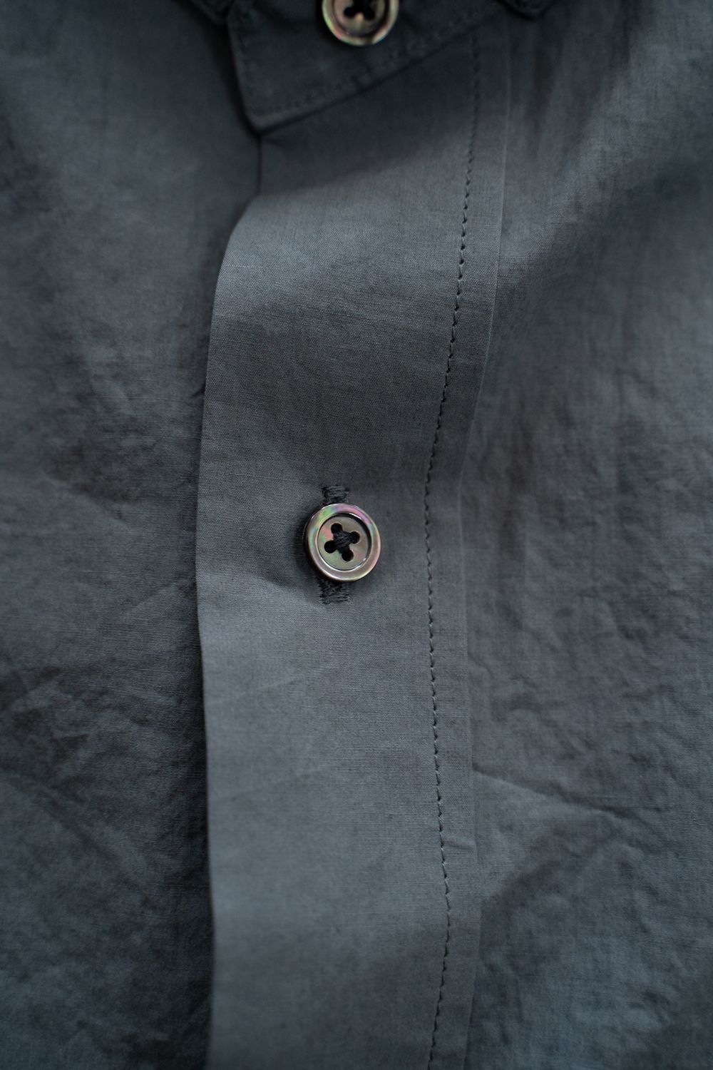 【26SS】極小襟コットン×リネンタイプライターシャツ(BLUE GREY)