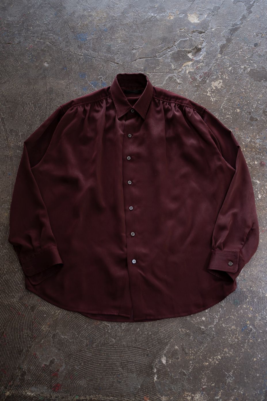 【26AW】Hush Gather L/S Shirt/ハッシュギャザーロングスリーブシャツ(BORDEAUX)