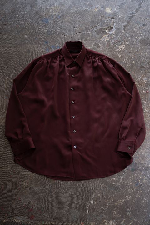 【26AW】Hush Gather L/S Shirt/ハッシュギャザーロングスリーブシャツ(BORDEAUX)