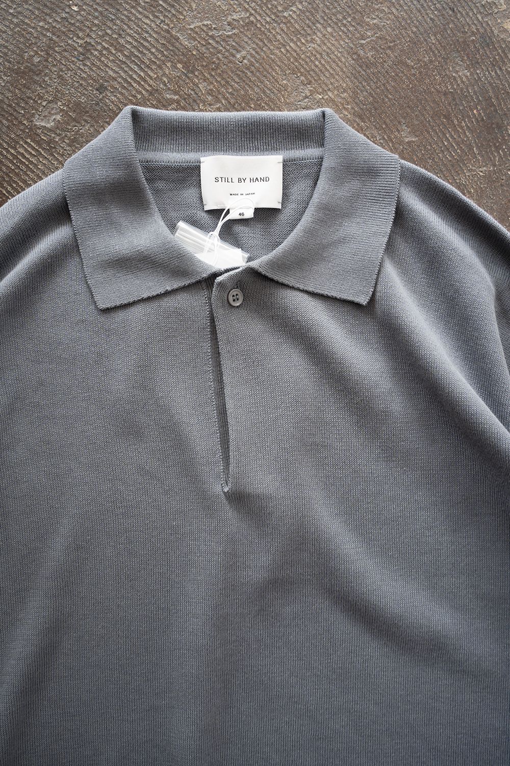 【26AW】コットン×シルク12Gニットポロ(SLATE GREY)