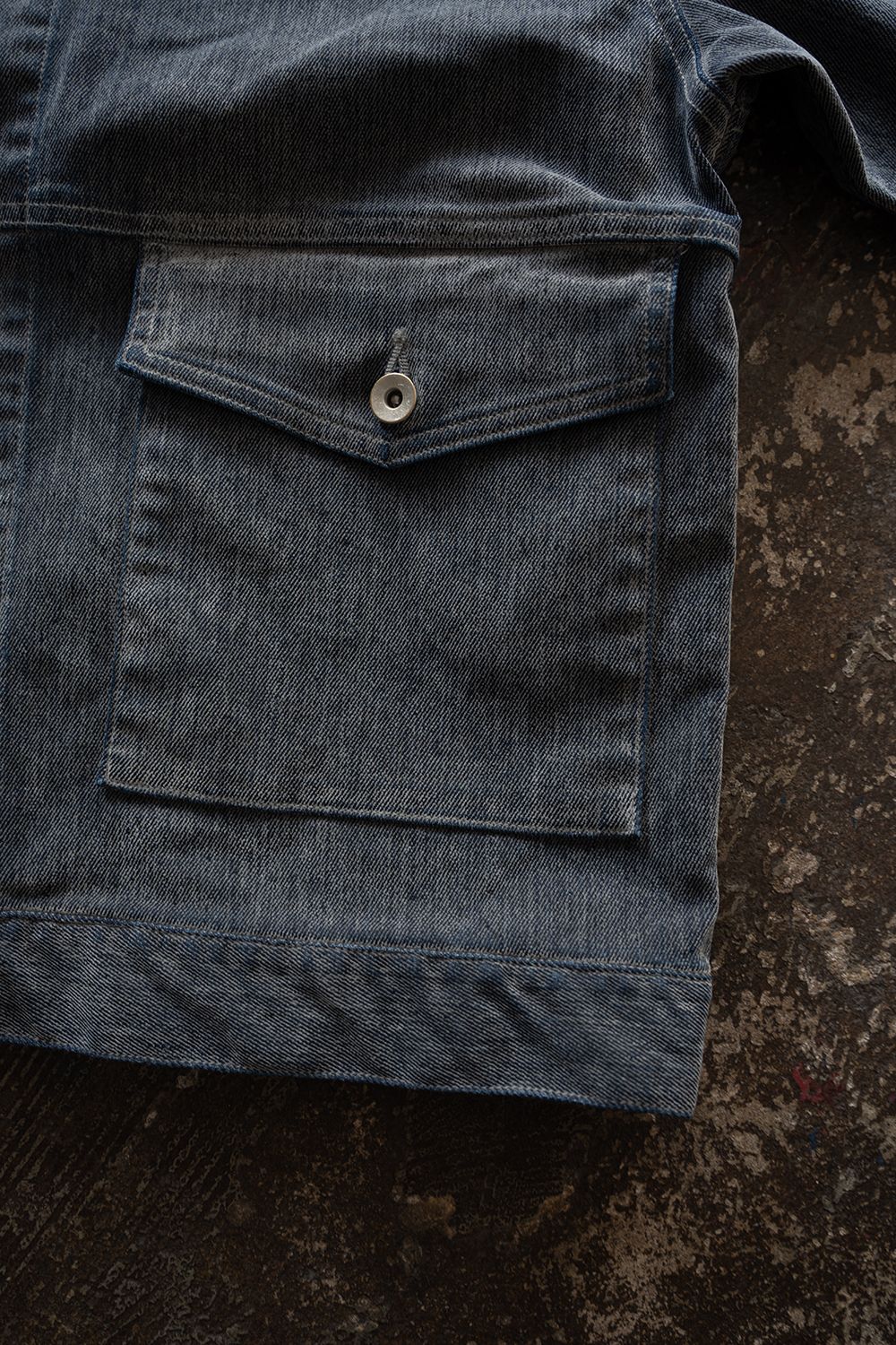 【26AW】Washed Flocked Denim Jacket(FADED GRAY)