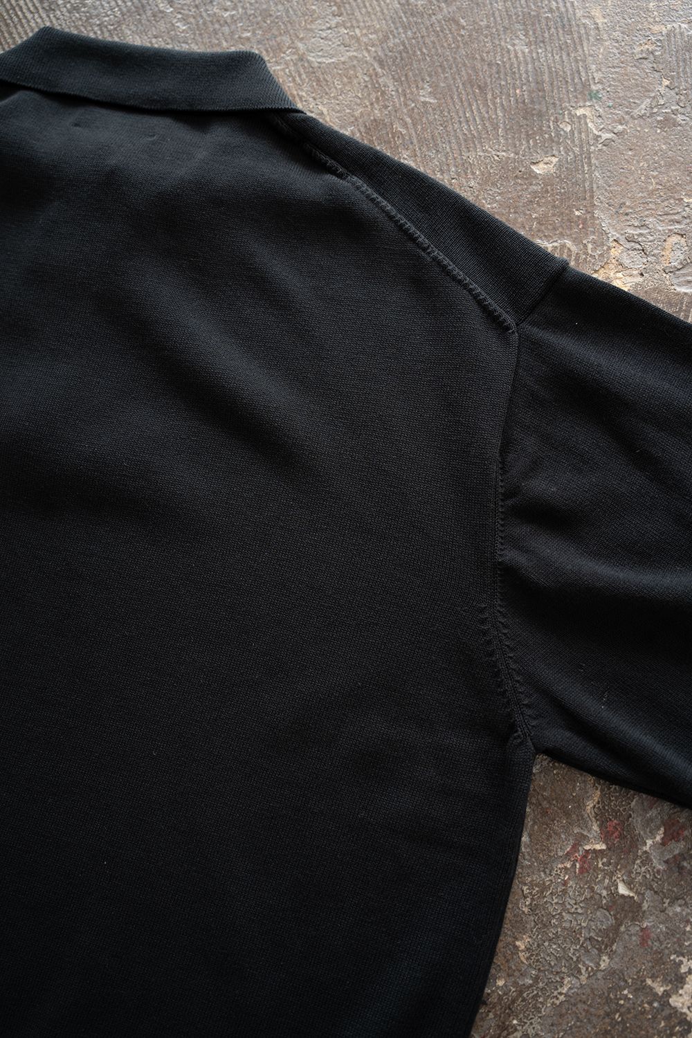 【26AW】コットン×シルク12Gニットポロ(INK BLACK)