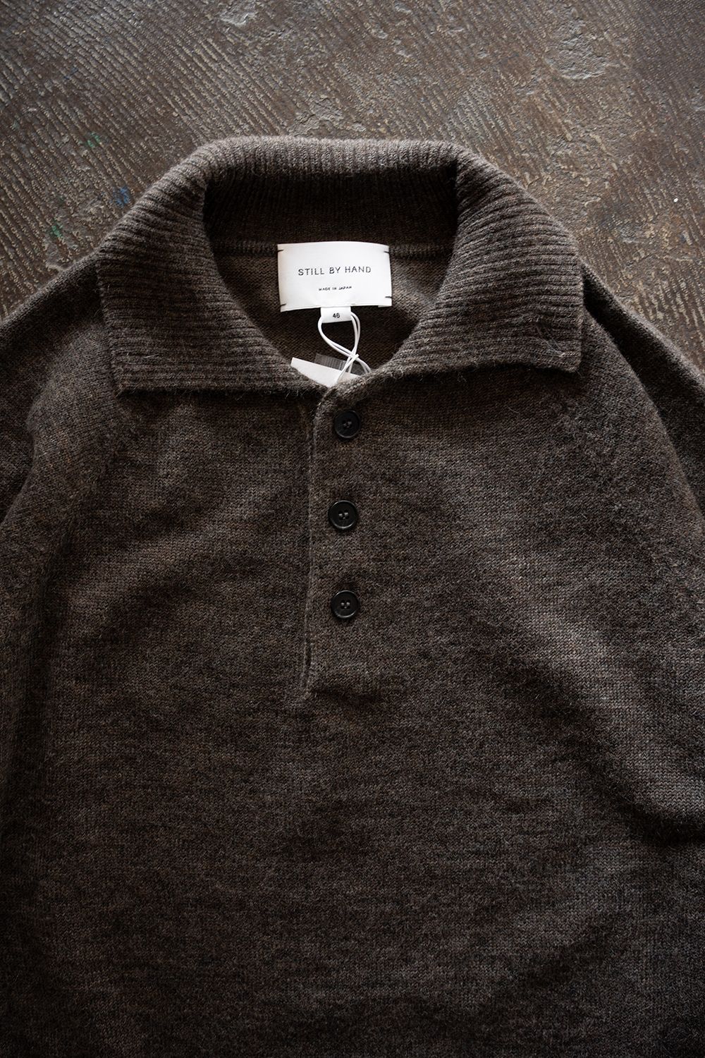【26AW】モヘア混10Gニットポロ(ASH BROWN)