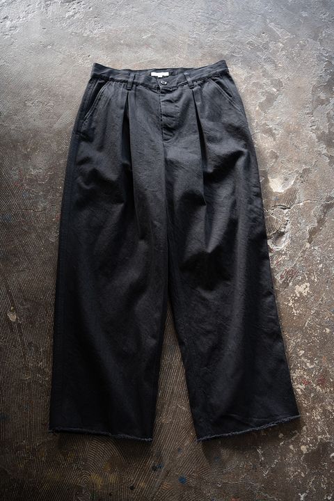 【26SS】2-Tack Cutoff Wide Denim Pants/2タックカットオフワイドデニムパンツ(BLACK)