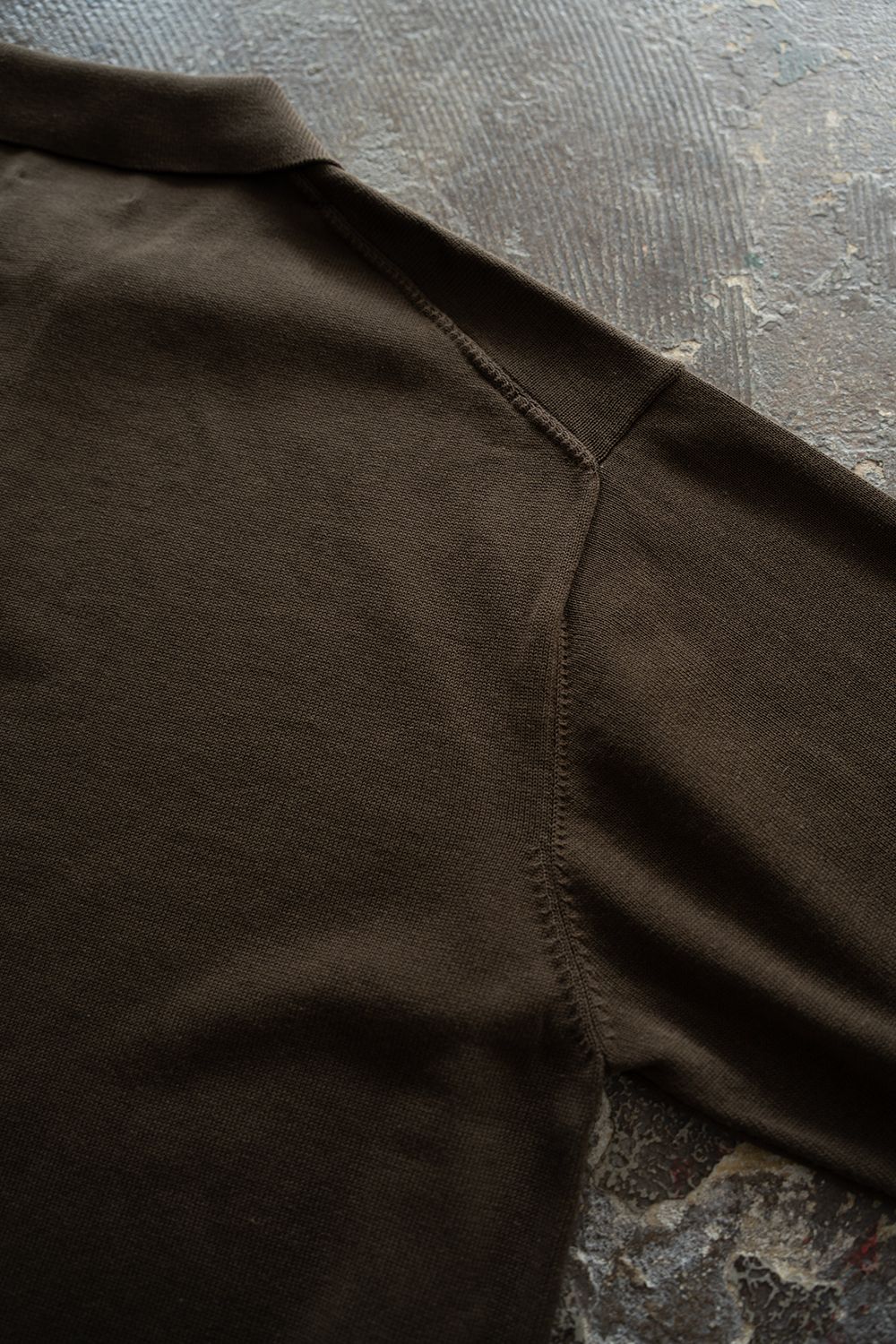 【26AW】コットン×シルク12Gニットポロ(KHAKI BROWN)