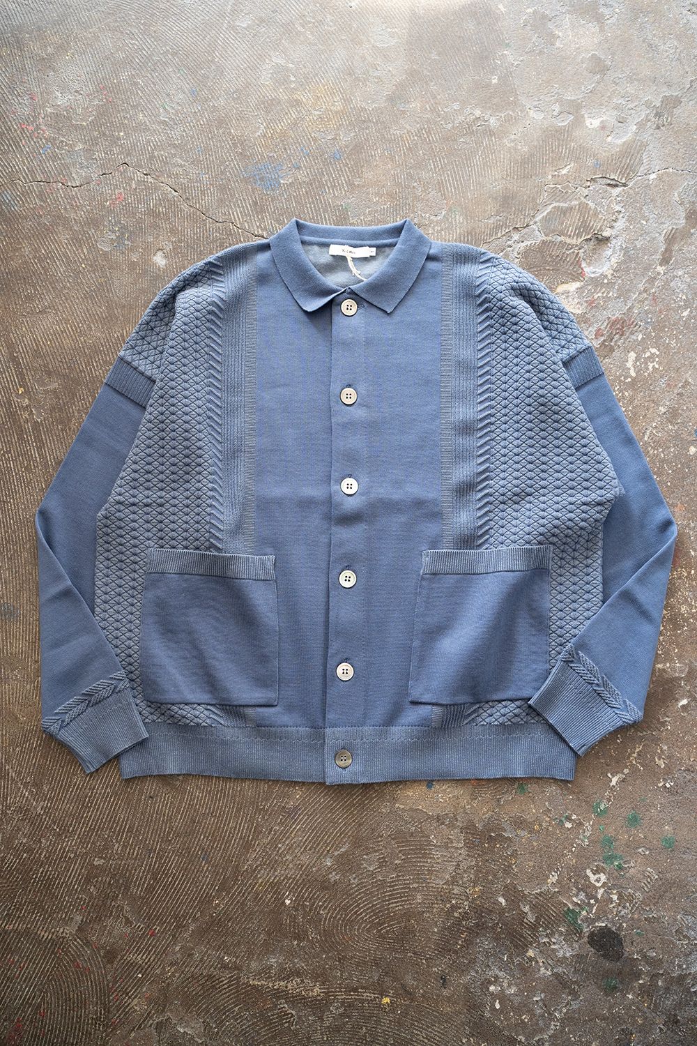 YASHIKI - 【ラスト1点】Hanaakari Collar Cardigan(SMOKY BLUE) | Salty