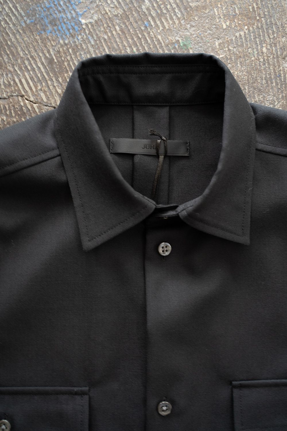 【ラスト1点】【24SS】Tropical Cloth Crop Shirt/トロピカルクロスクロップシャツ(BLACK)