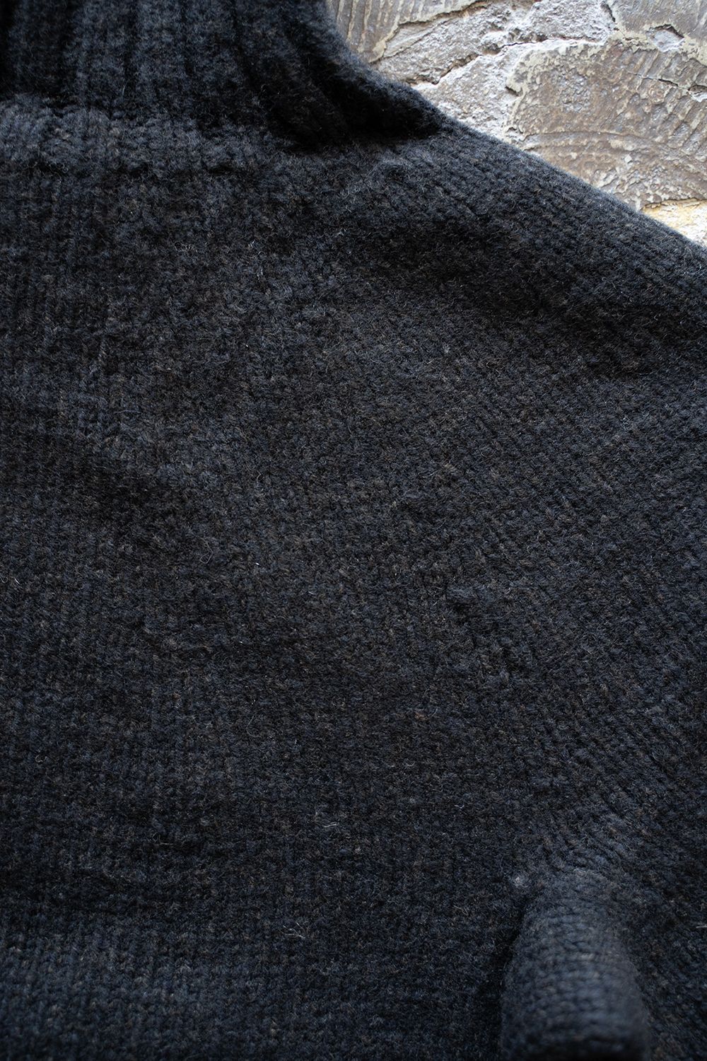 yak/lambs multi ply HAND KNITTING yoke top turtle neck sweater(DARK NAVY)