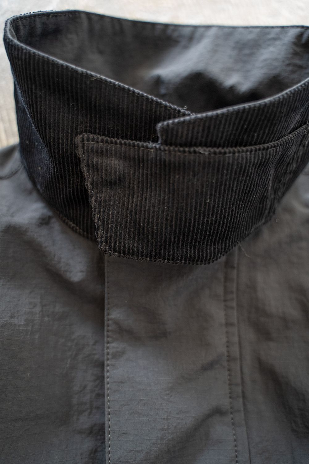 【ラスト1点】【23AW】Water Proof Rip Stop Nylon Stand Coat/撥水リップストップナイロンスタンドコート(BLACK)【ユニセックス】
