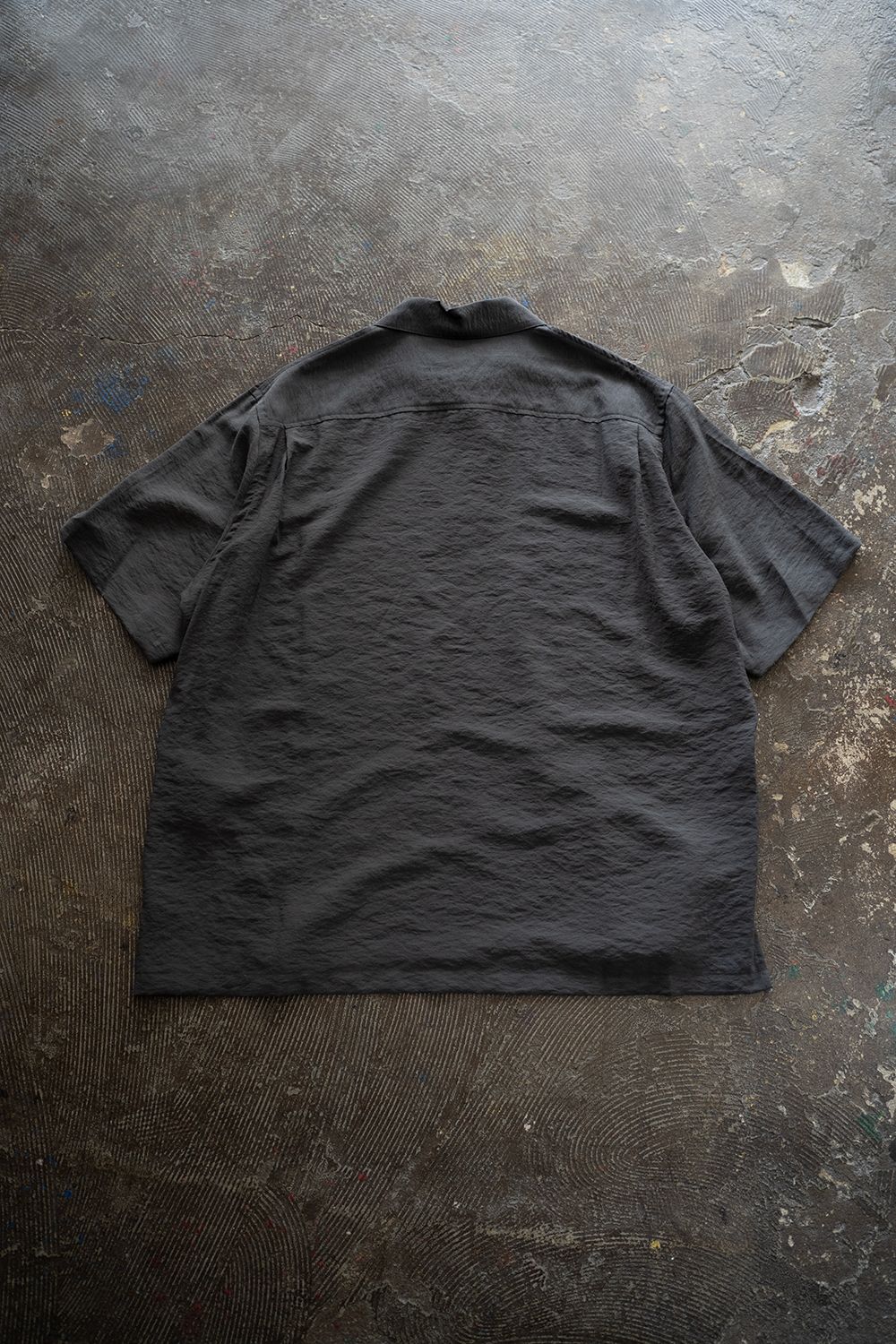 【ラスト1点】【25SS】レーヨン×リネン半袖スキッパーシャツ(GRAY)