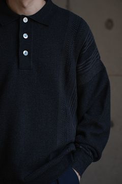 【26AW】Akisame Knit Polo(BLACK)