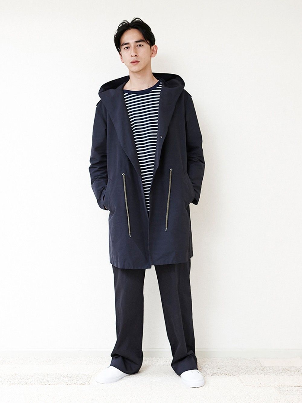 【16SS】SINGLE HOOD COAT(NAVY)