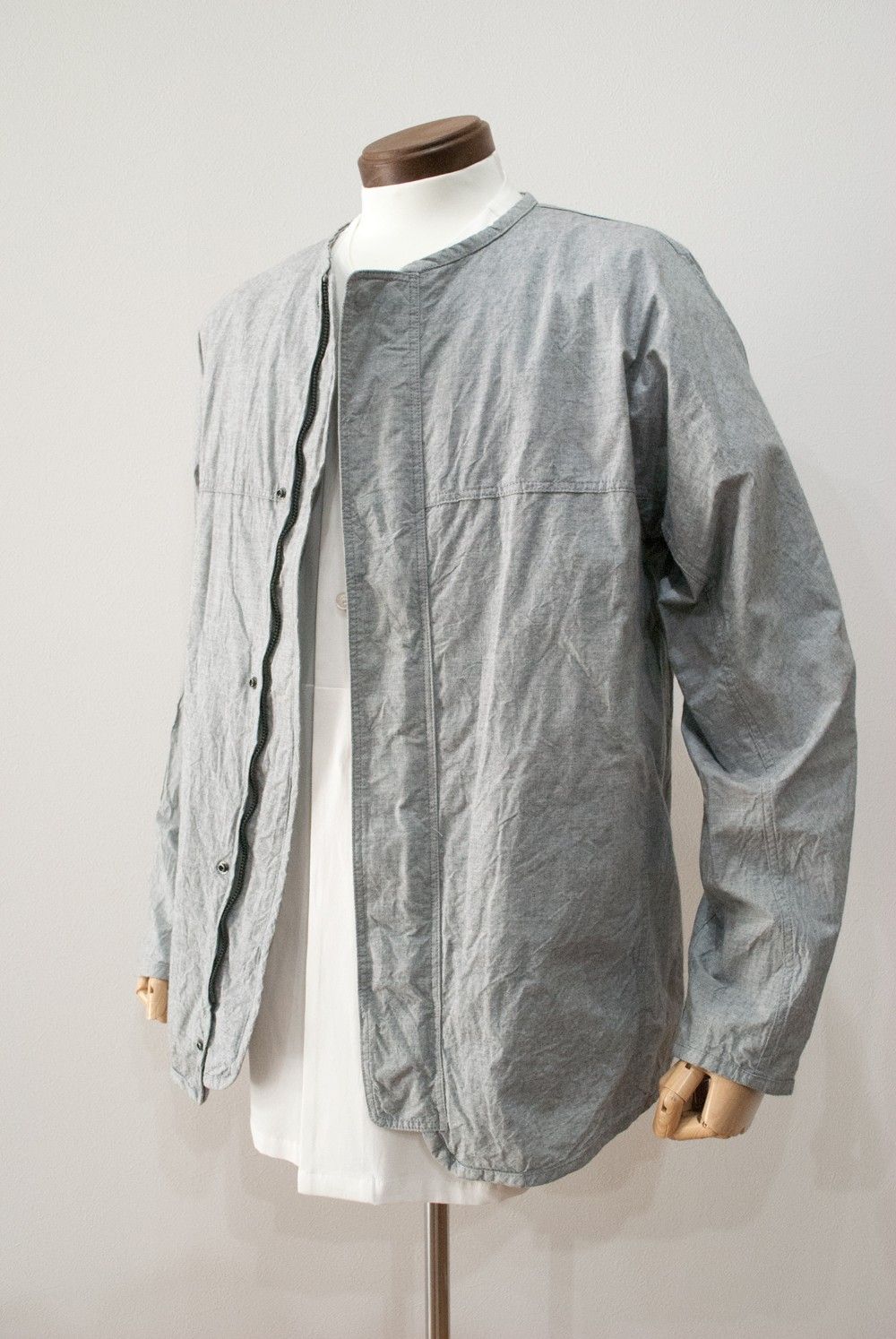 Collarless Zip Up Blouson(TOP GRAY)