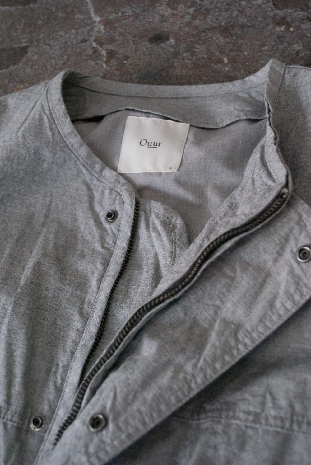 Collarless Zip Up Blouson(TOP GRAY)