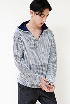 【16SS】二重編みメキシカンパーカ(WHITE)