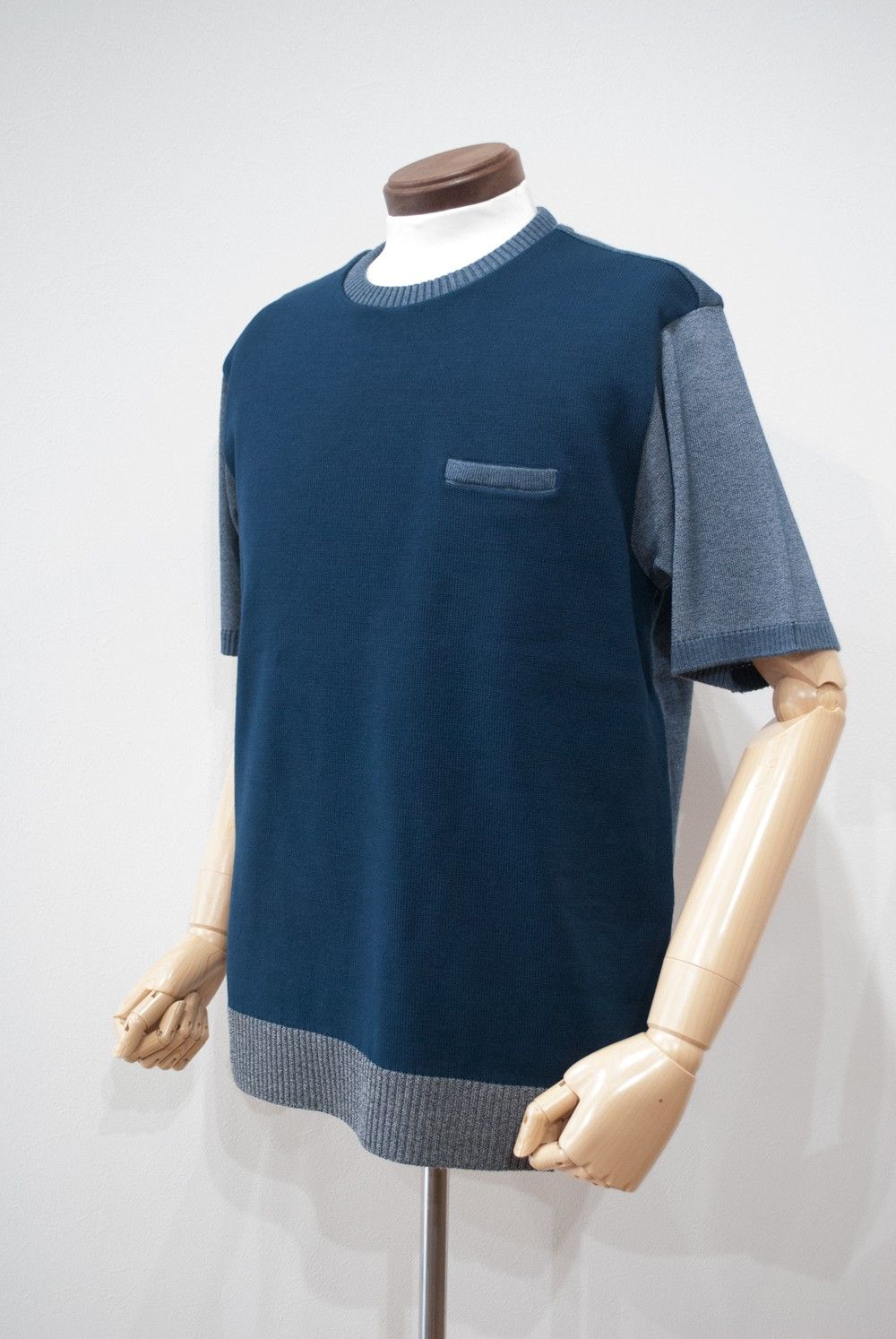 【16SS】半袖MIXニット(NAVY)