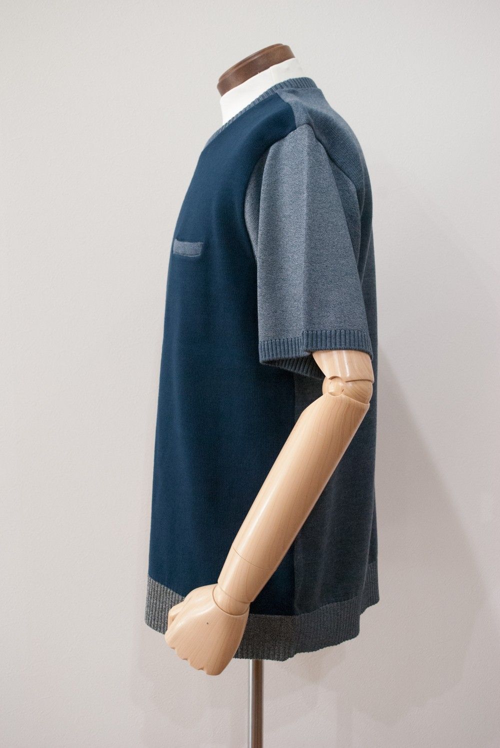 【16SS】半袖MIXニット(NAVY)