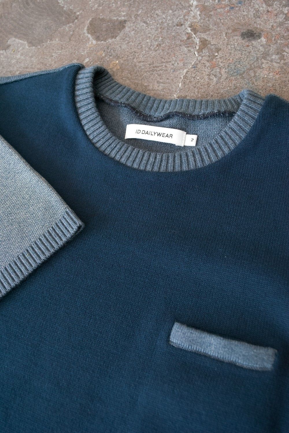 【16SS】半袖MIXニット(NAVY)