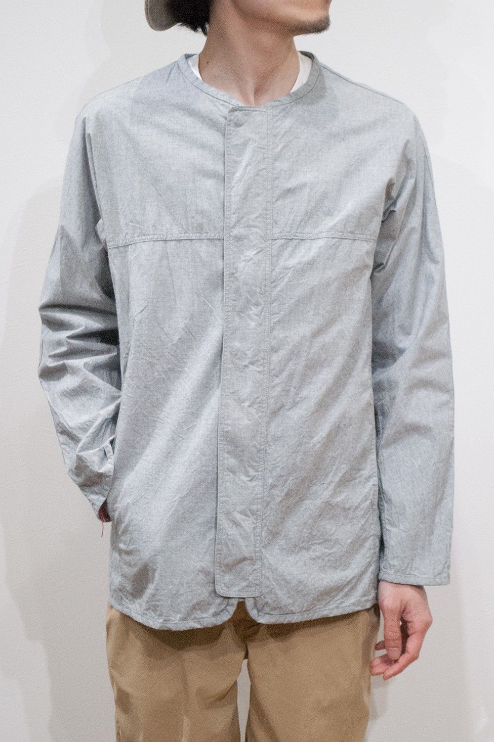 Collarless Zip Up Blouson(TOP GRAY)