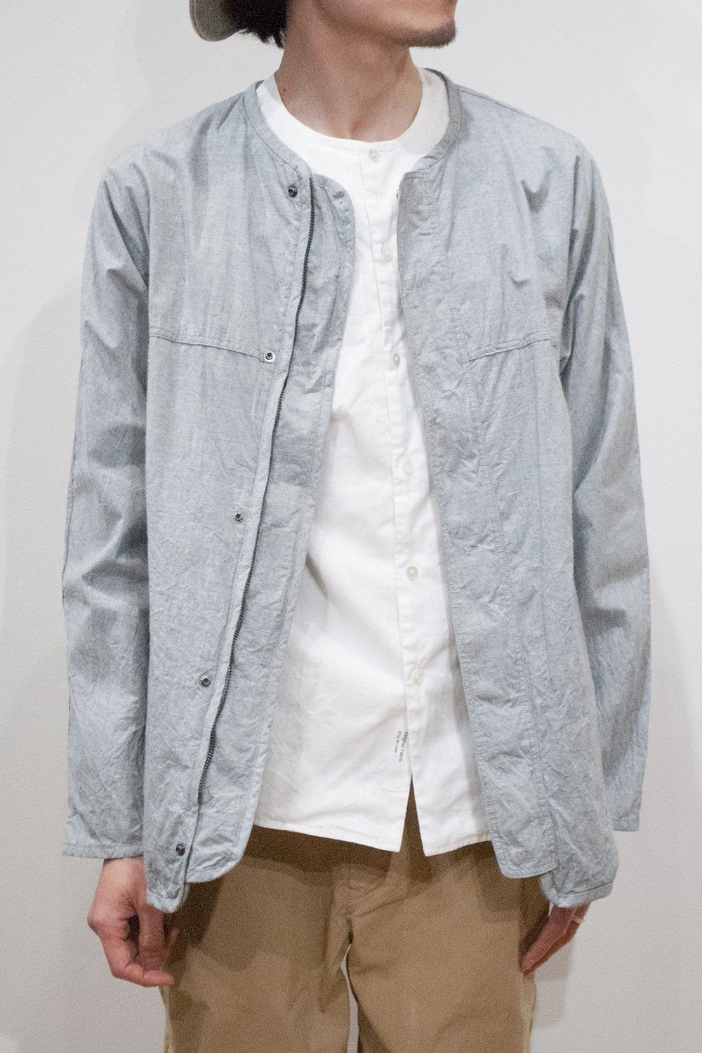 Collarless Zip Up Blouson(TOP GRAY)