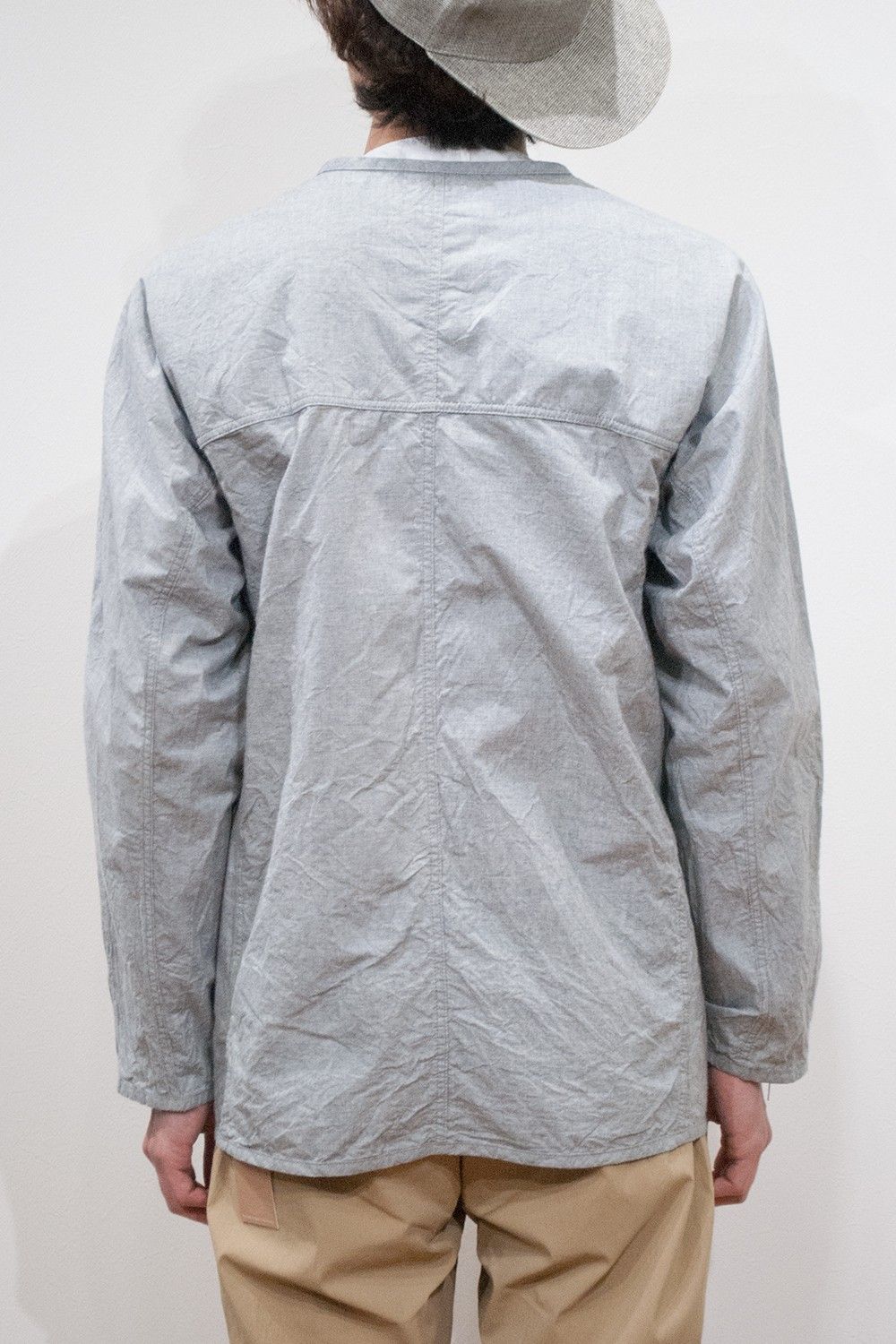 Collarless Zip Up Blouson(TOP GRAY)