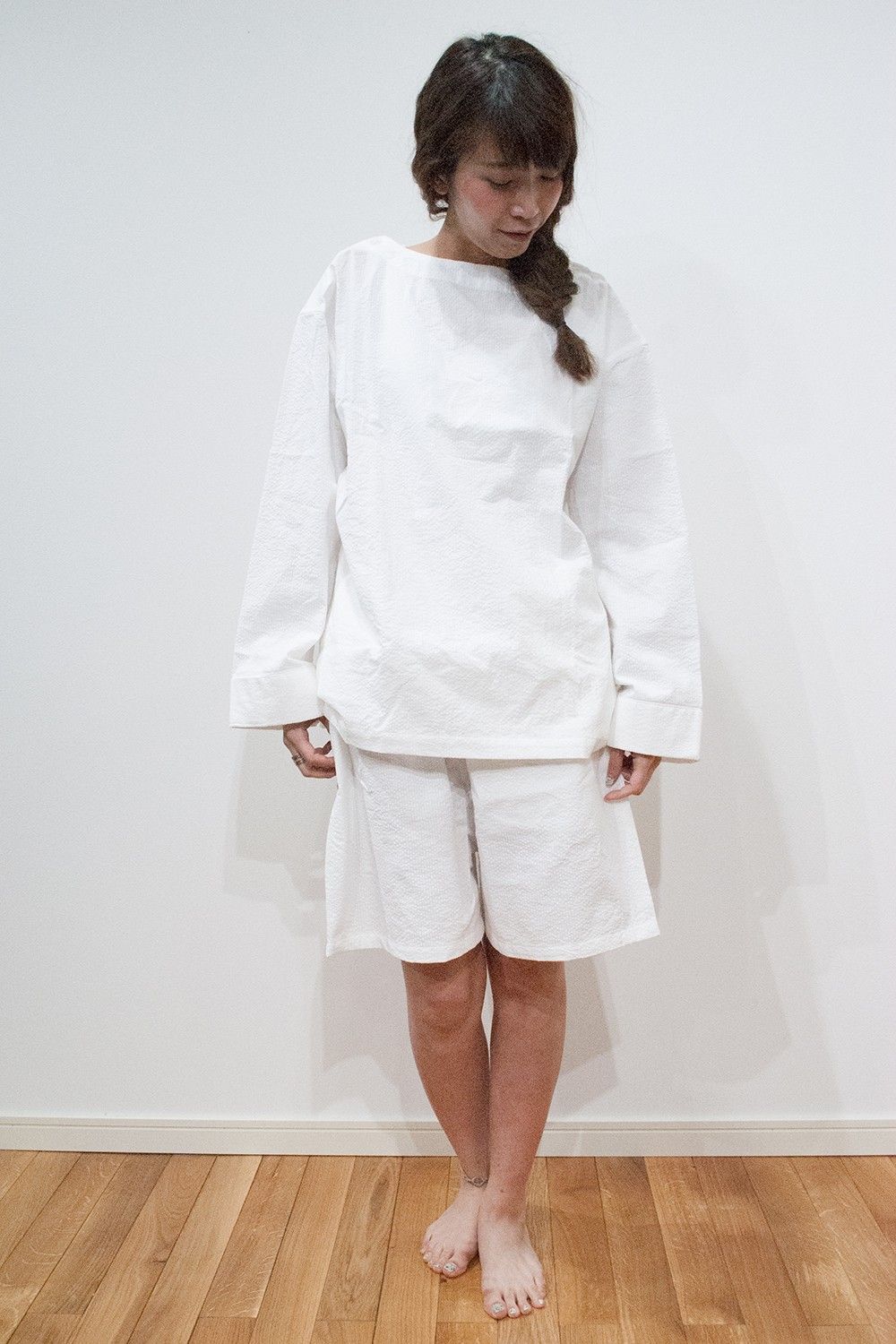 【ラスト1点】【サイズ0】"wok"pajama seersucker(WHITE)【セットアップ】【ユニセックス】