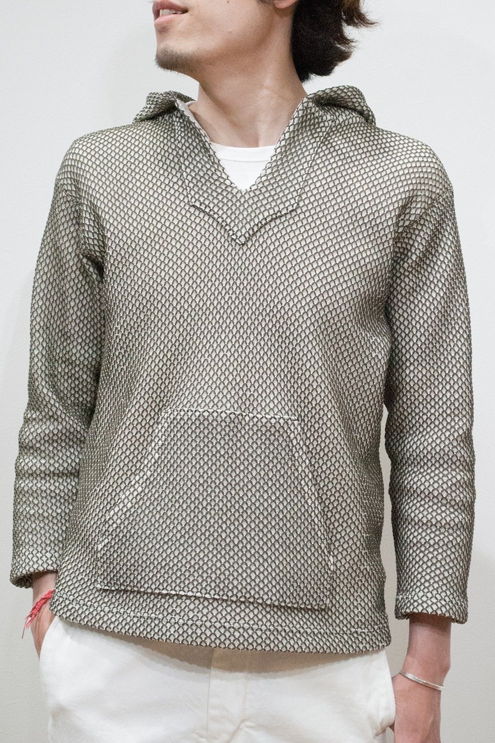 【16SS】二重編みメキシカンパーカ(KHAKI)
