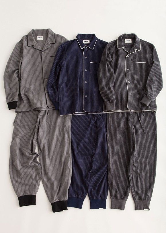 "rib me"pajama(CHARCOAL Shaggy Stripe)【セットアップ】【ユニセックス】