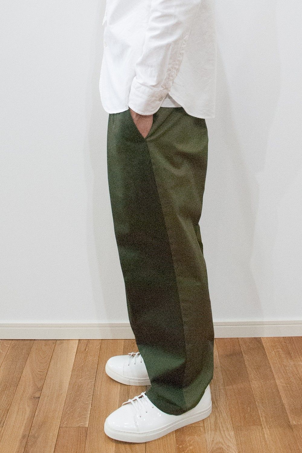 【ラスト1点】Bi Color Double Tuck Pants(KHAKI)【ユニセックス】