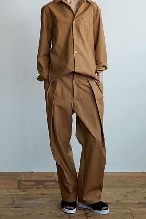 【ラスト1点】Bi Color Double Tuck Pants(BEIGE)【ユニセックス】